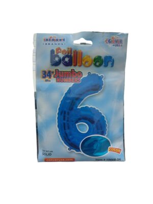 34" number 6 blue balloon - Front Image