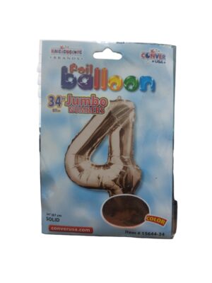 34" number 4 light pink balloon - Front Image