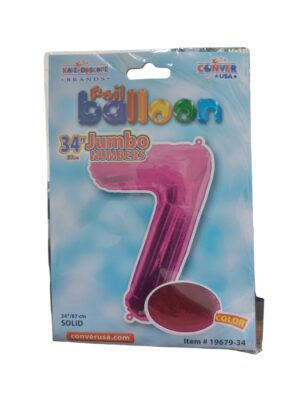 34" number 7 hot pink balloon - Front Image