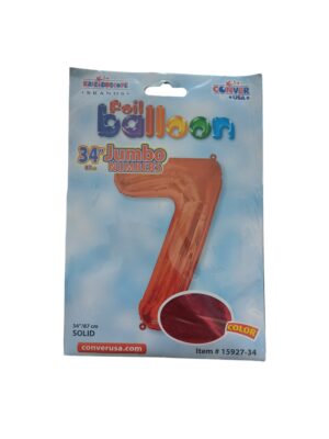 34" number 7 red balloon - Front Image