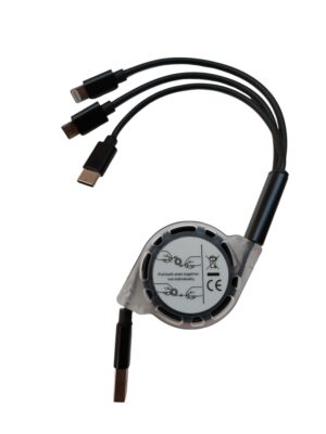 3 in 1 black phone charging cable - Front Image