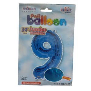 34" number 9 blue balloon - Front Image