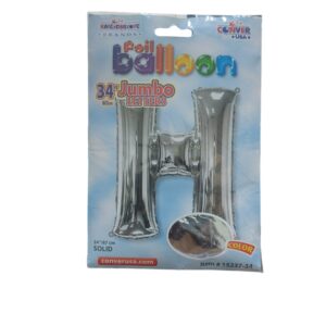 34" letter h silver balloon - Front Image