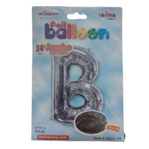 34" letter b silver balloon - Front Image