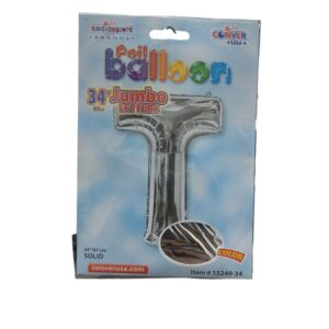 34" letter t silver balloon - Front Image