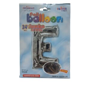 34" letter e silver balloon - Front Image