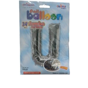 34" letter u silver balloon - Front Image