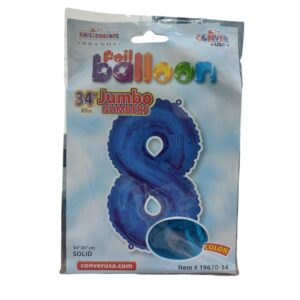 34" number 8 blue balloon - Front Image
