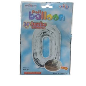 34" number 0 silver balloon - Front Image