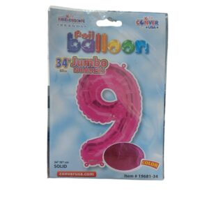 34" number 9 hot pink balloon - Front Image