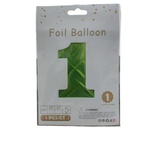 34" number 1 green balloon - Front Image