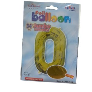 34" number 0 yellow balloon - Front Image