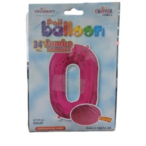 34" number 0 hot pink balloon - Front Image