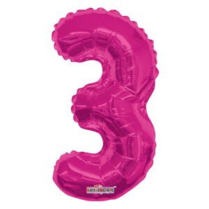 34" number 3 red balloon - Back Image