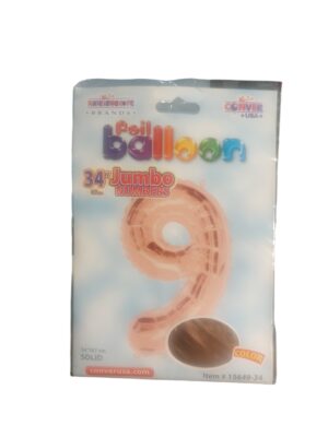 34" number 9 light pink balloon - Front Image