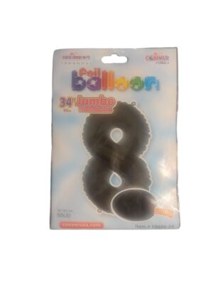34" number 8 black balloon - Front Image