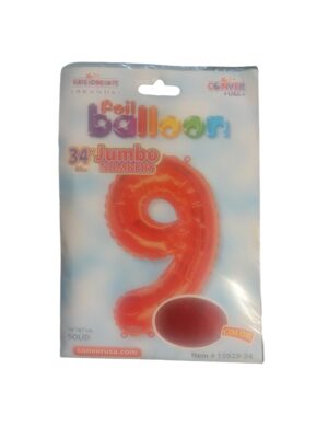 34" number 9 red balloon - Front Image