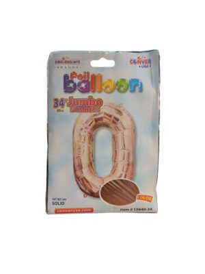 34" number o balloons light pink - Front Image