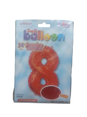 34" number 8 red balloon - Front Image