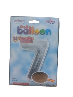 34" number 7 silver balloon - Front Image