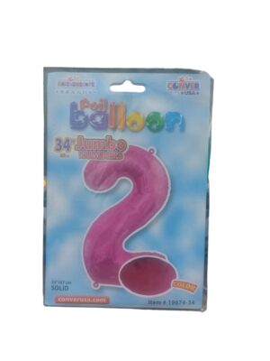 34" number 2 hot pink balloon - Front Image