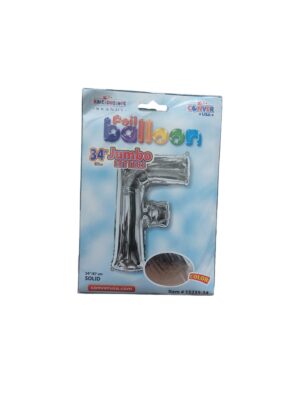 34" letter f silver balloon - Front Image