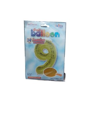 34" number 9 yellow balloon - Front Image