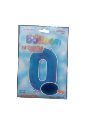 34" number 0 blue balloon - Front Image