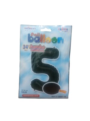 34" number 5 black balloon - Front Image