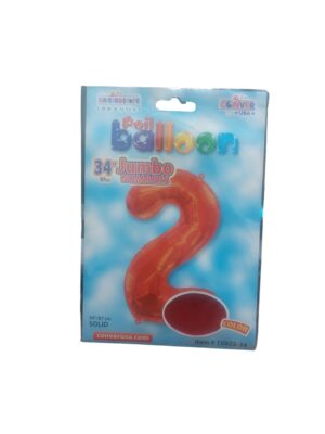 34" number 2 red balloon - Front Image