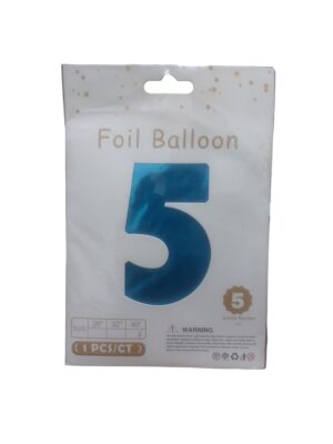 34" number 5 blue balloon - Front Image