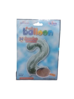 34" number 2 silver balloon - Front Image
