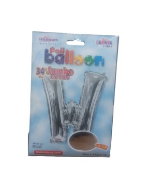 34" letter w silver balloon - Front Image
