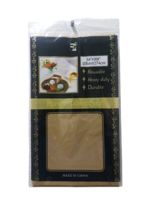 Gold plastic table cover - Front Image