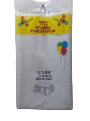 White plastic tablecover - Front Image