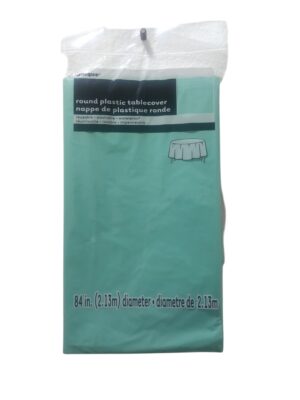 Green round plastic tablecover - Front Image