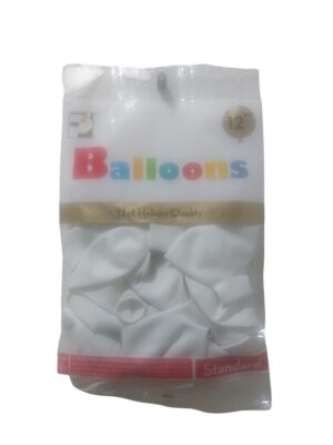 White 10ct 12 in helium quality balloons - Front Image